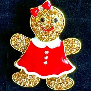 Heidi Daus 🆕 “Gingerly Gorgeous” Ginger Bread Girl enamel & crystals pin